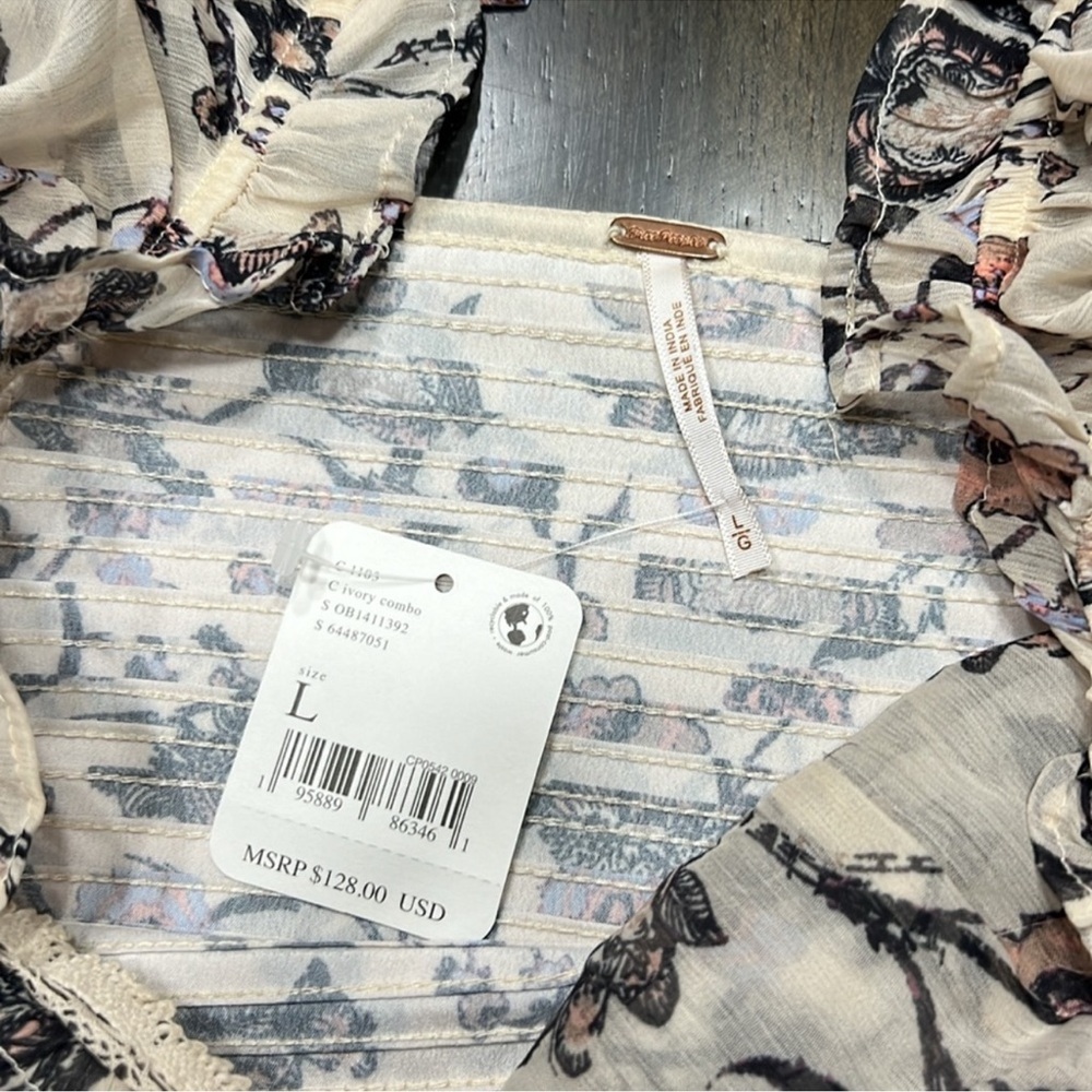 Free People! Brunch Date Bodysuit in Ivory Combo NWT! - Picture 15 of 16